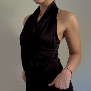 ASTR The Label Elegant Black Halter Top